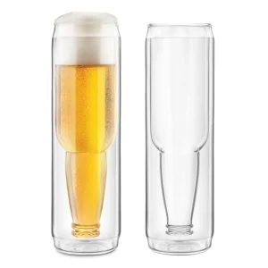Bottoms Up - Double-Wall Beer Can Glass Set - Set of 2