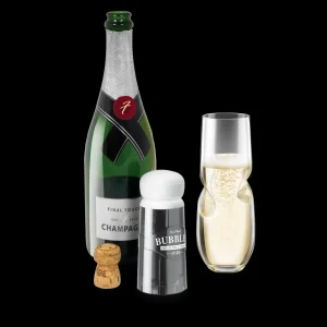 Bubbles Sparkling, Champagne, Bubbly Glass Set with Opener - 10 oz (300 ml)