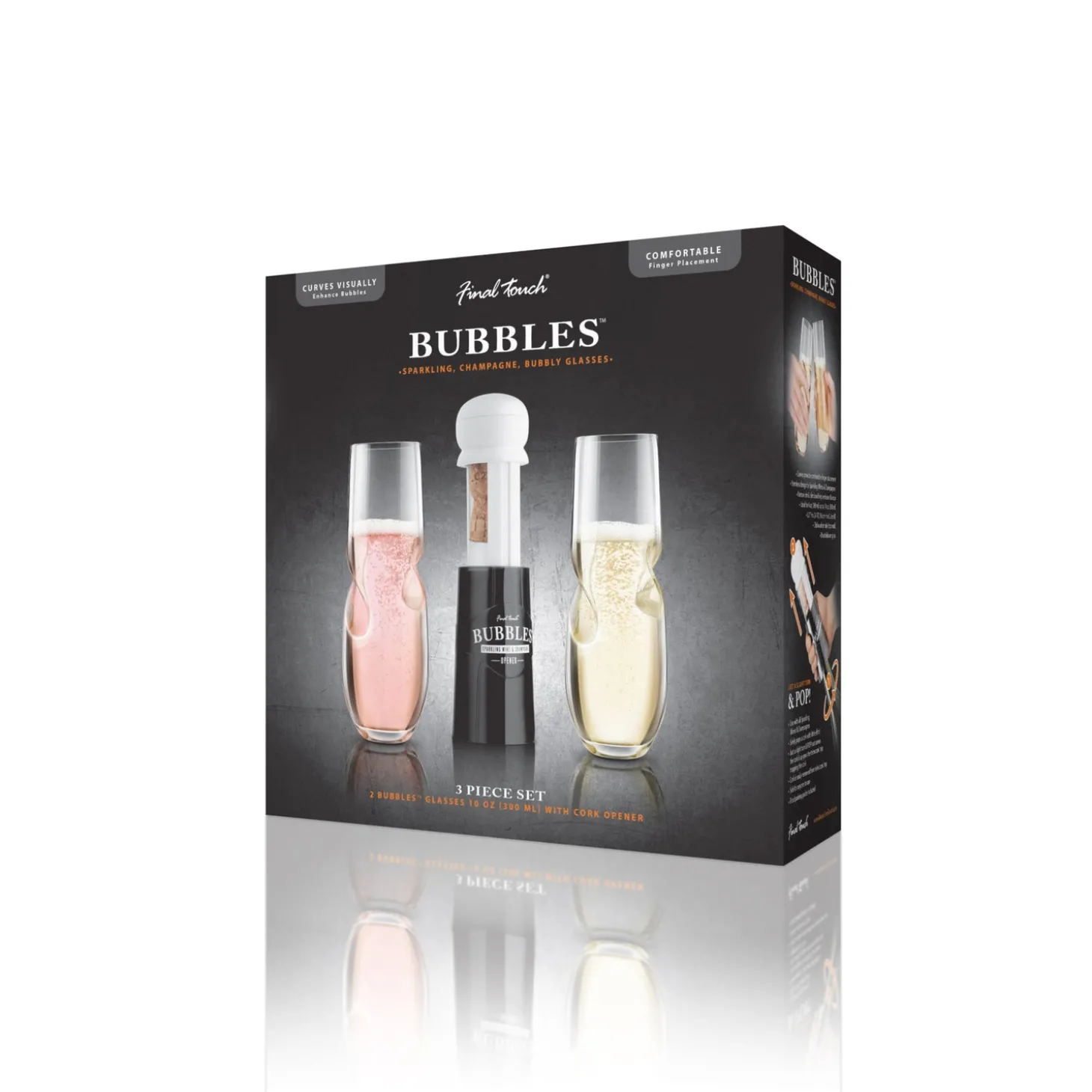 bubbles_sparkling_champag_5.webp Bubbles Sparkling, Champagne, Bubbly Glass Set with Opener - 10 oz (300 ml)
