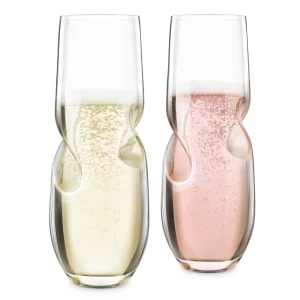 BUBBLES Sparkling Wine / Champagne Stemless Glasses - Set of 2