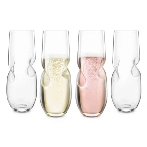 BUBBLES Sparkling Wine / Champagne Stemless Glasses - Set of 2