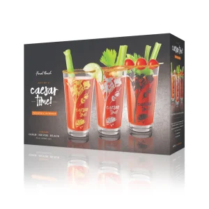 Caesar Time Cocktail Glasses - Set of 3 - Gold, Silver & Black