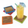 Coloured Wood Coasters - Set of 4
