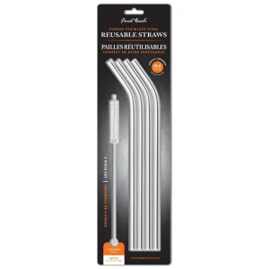 Curved Stainless Steel Straws - Set of 4