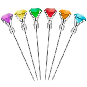 Diamond Cocktail Picks - Clear - Set of 6