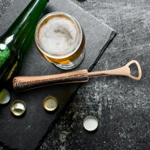 4 Piece Bar Tool Set with Stand - Copper Metal Handles