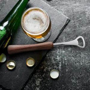 4 Piece Bar Tool Set with Stand - Wood Handles