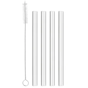 4.5" Reusable Glass Cocktail Straws - Set of 4