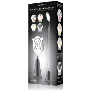 Spoon & Strainer with Built-in Jiggers