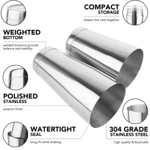 Stainless Steel Boston Cocktail Shaker with Antique Copper Finish (Single Wall)