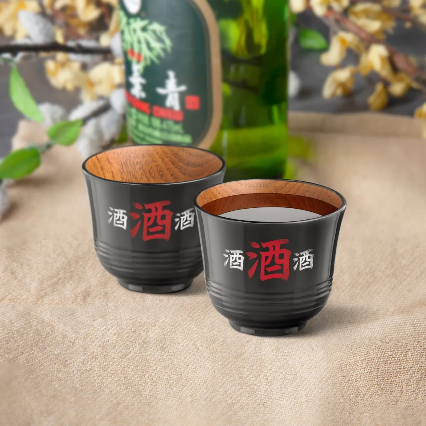 wood_sake_cups__set_of____2.webp Wood Sake Cups - Set of 2 - Red