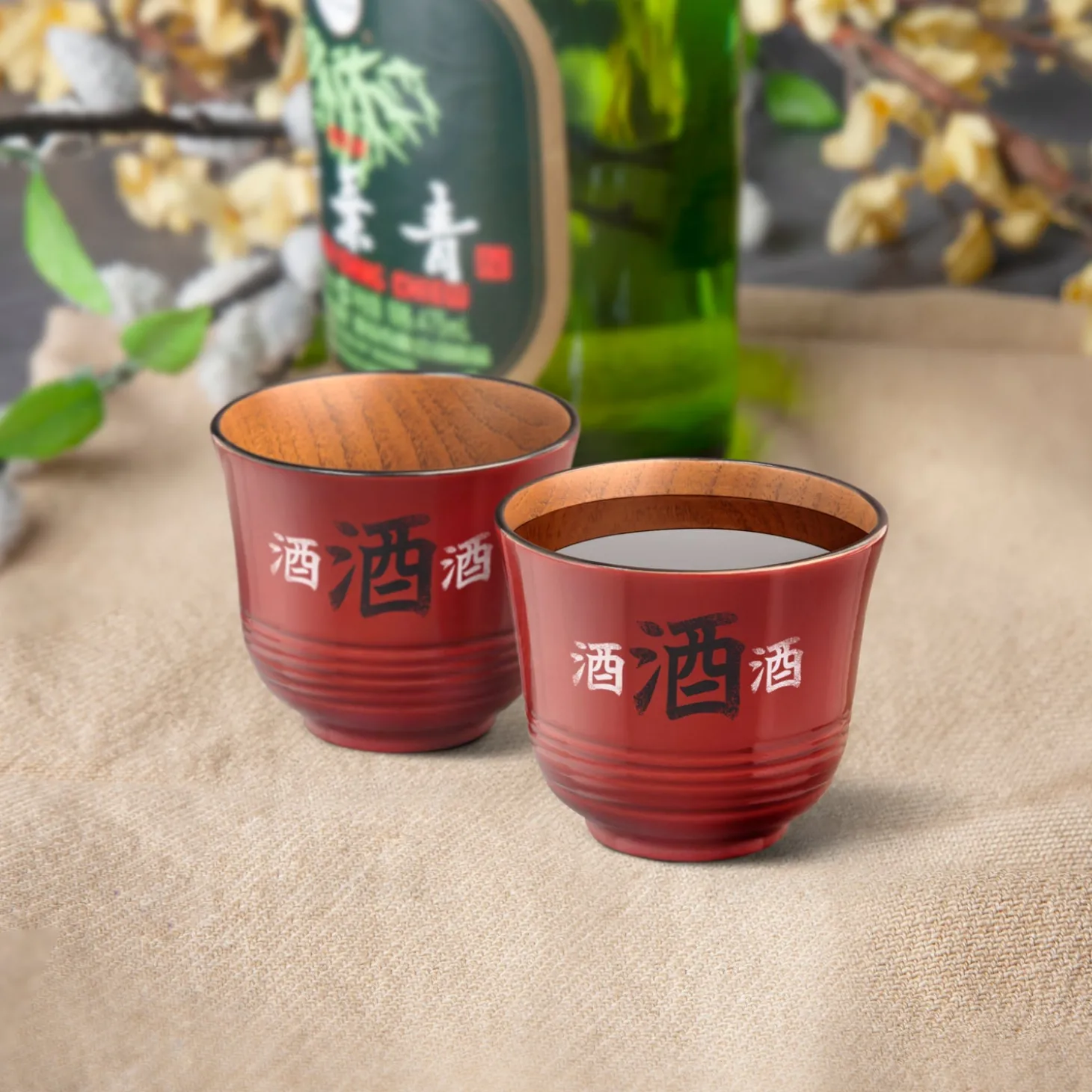 wood_sake_cups__set_of____4.webp Wood Sake Cups - Set of 2 - Red