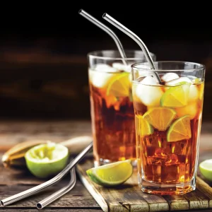 Curved Stainless Steel Straws - Set of 4